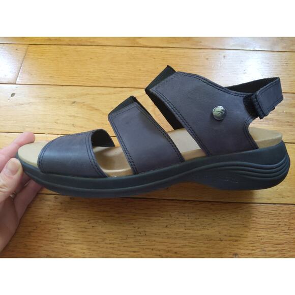 Kuru Athletic Sport Sandals Women's Size 11 Black Leather Velcro Comfort - Picture 2 of 9